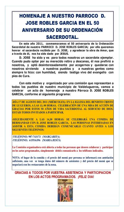 HOMENAJE A NUESTRO PARROCO  D